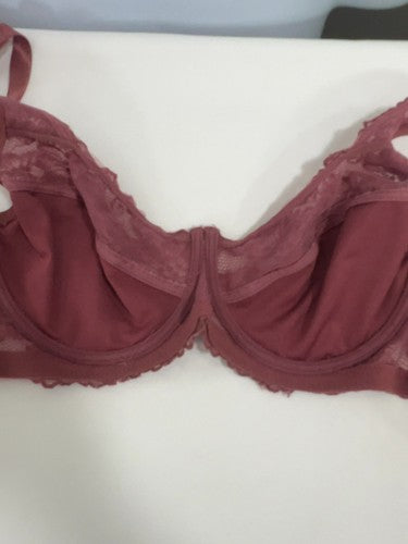 Prima Valentina Mauve Floral Lace Sheer Unlined Underwire Bra 38DD