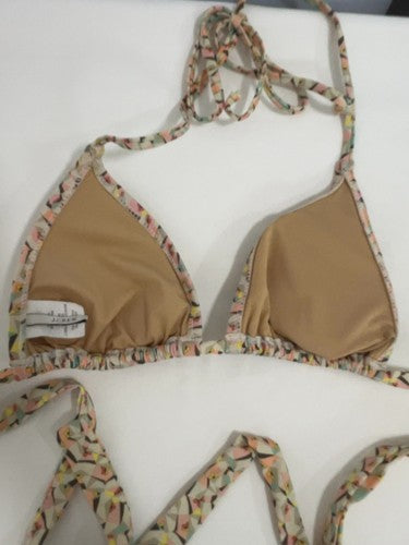 J.Crew Pastel Geometric Print String Tie Triangle Bikini Swim Top S