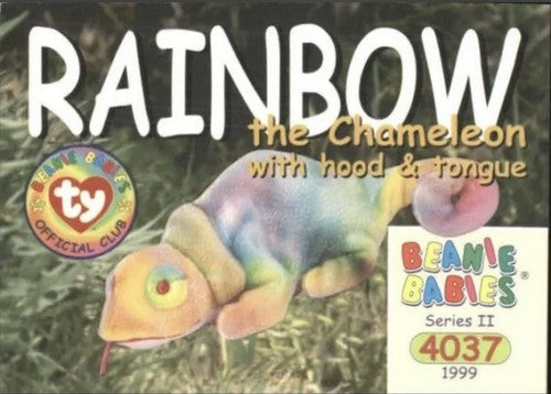 Retired 1997 TY Rainbow 8” Chameleon Beanie Baby Rare With Iggy Colors