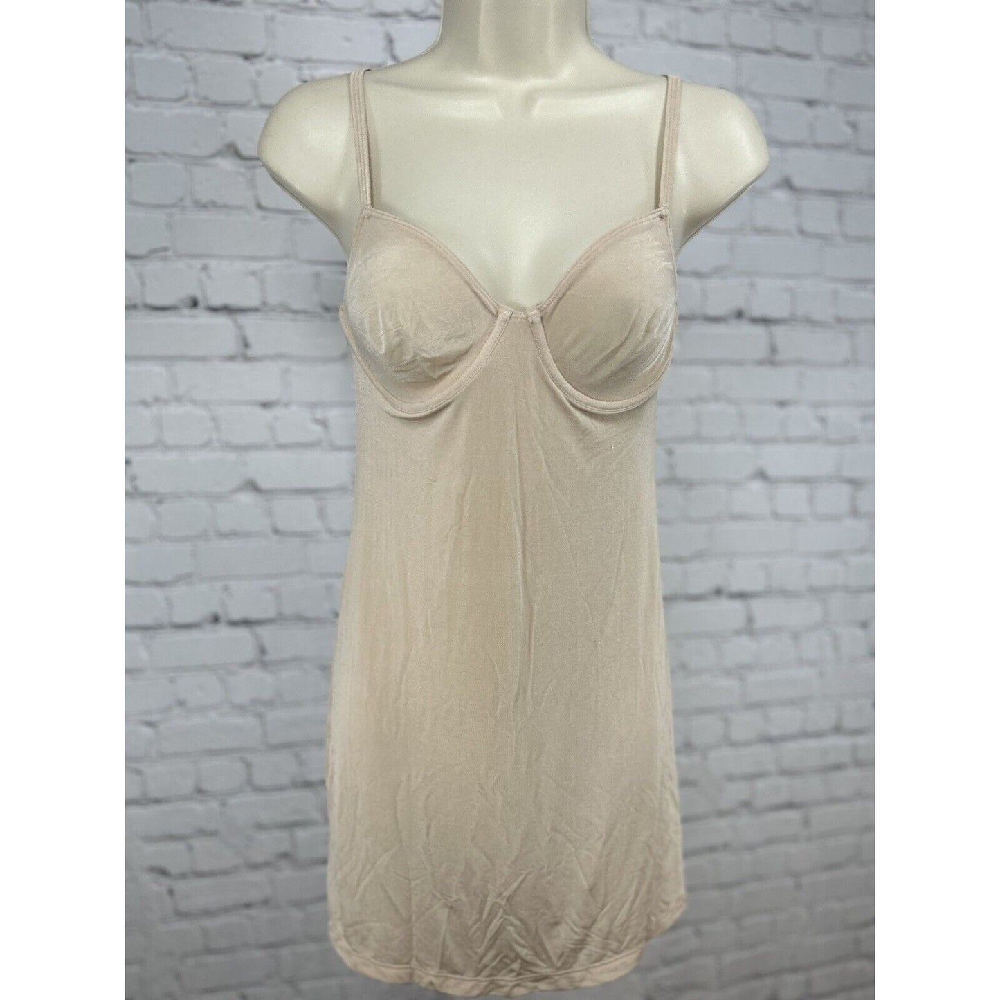 Calvin Klein Nude Adjustable Spaghetti Strap Unlined Demi Cup Midi Slip 34C