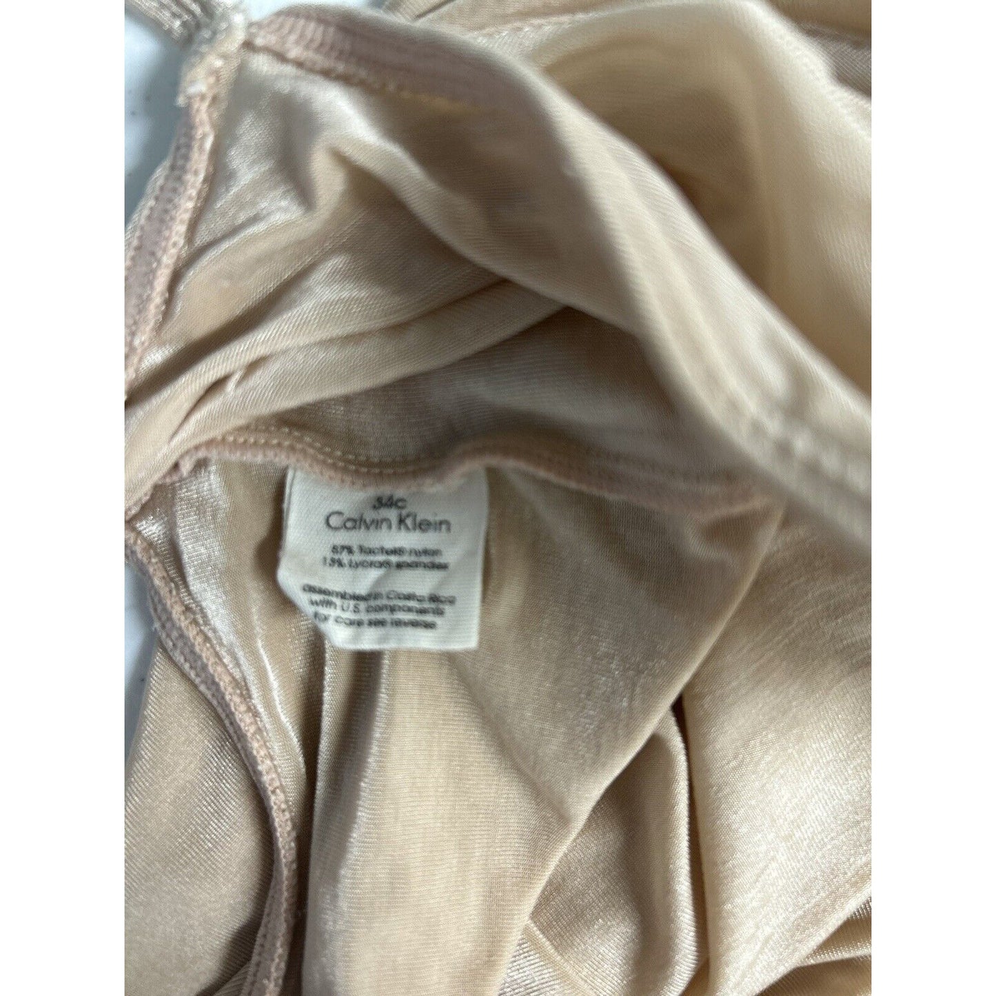 Calvin Klein Nude Adjustable Spaghetti Strap Unlined Demi Cup Midi Slip 34C