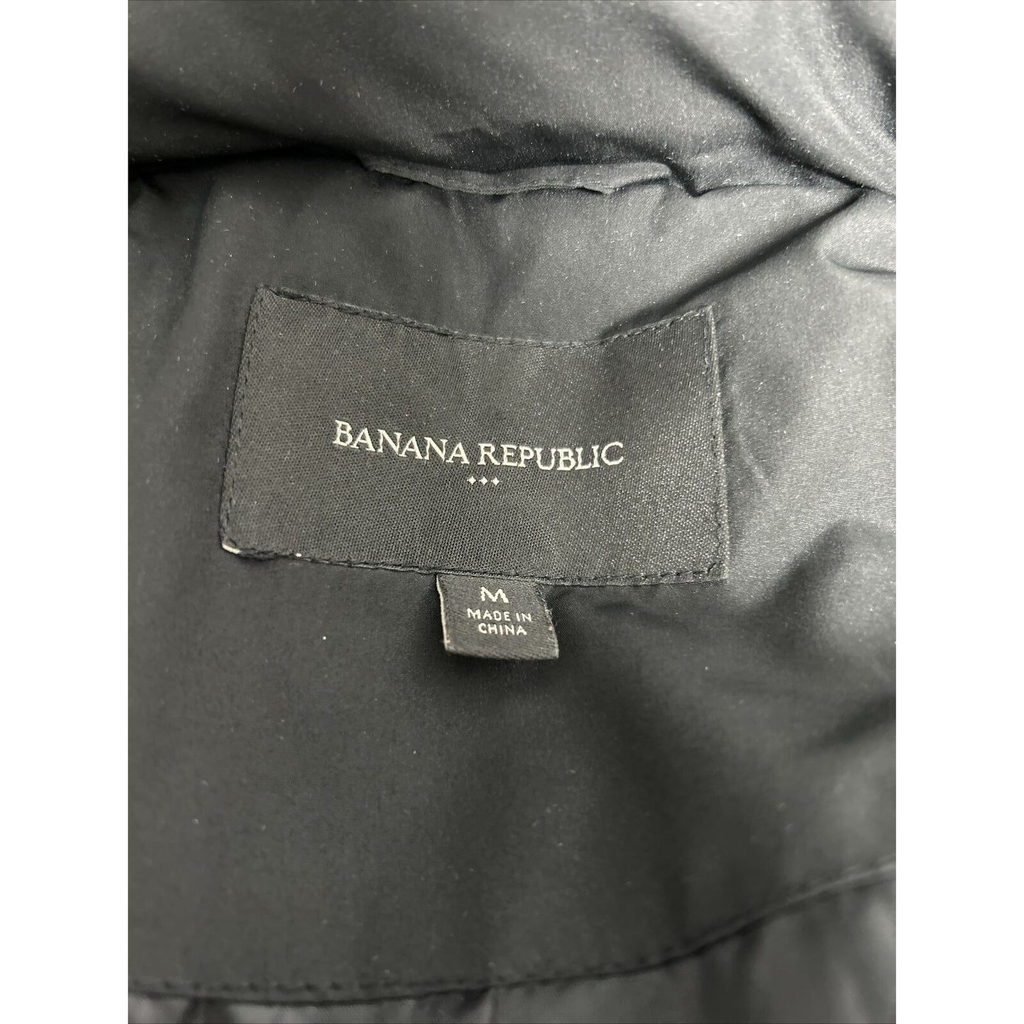 Banana Republic Black Full Zip Snap Off Fur Lined Hood Women’s Puffer Jacket M