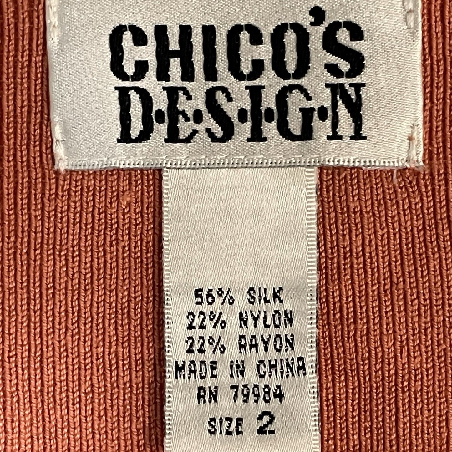 VTG Chico’s Design Orange Silk Blend Knit Long Sleeve Sweater Top Size 2 (US 12)
