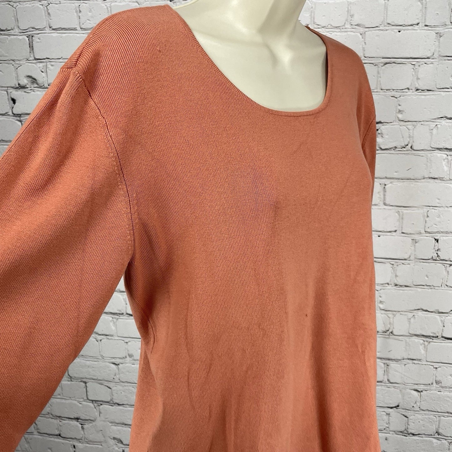 VTG Chico’s Design Orange Silk Blend Knit Long Sleeve Sweater Top Size 2 (US 12)