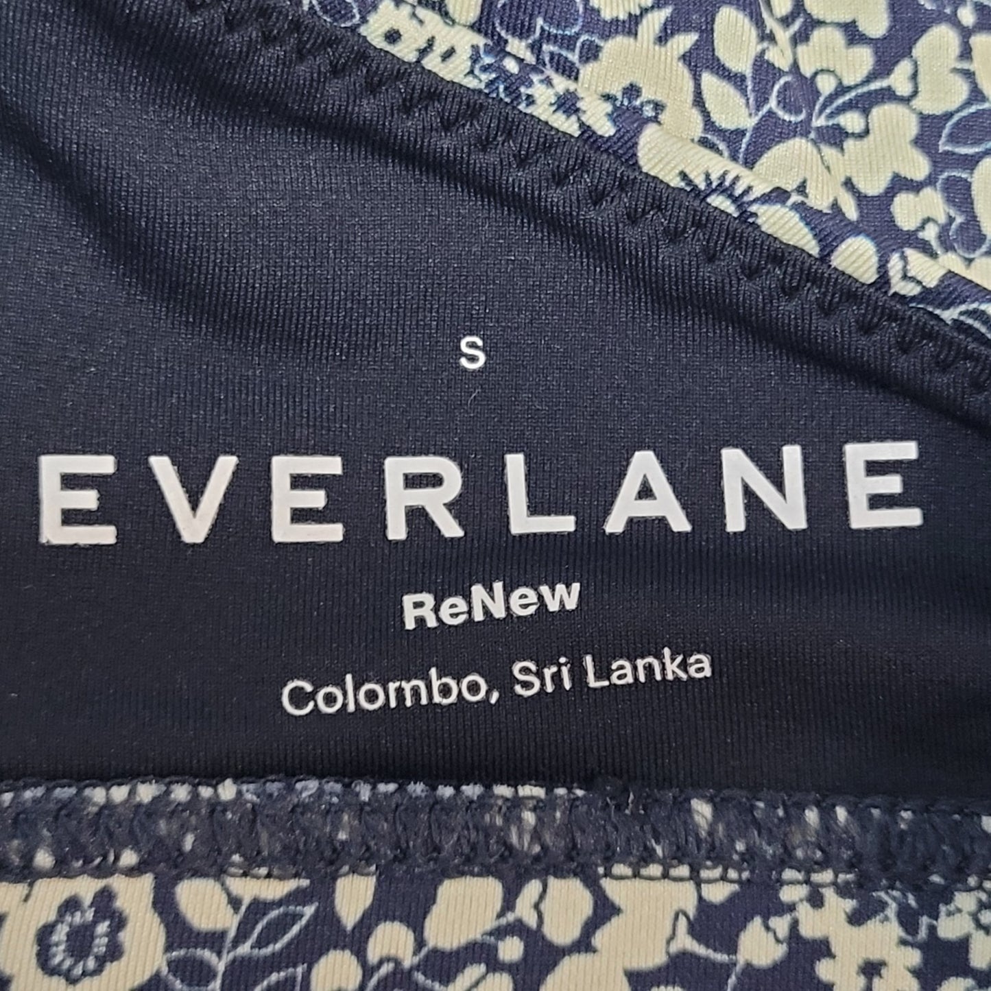 Everlane Blue & Beige Floral ReNew Removable Pads Adjustable Bikini Swimsuit Top
