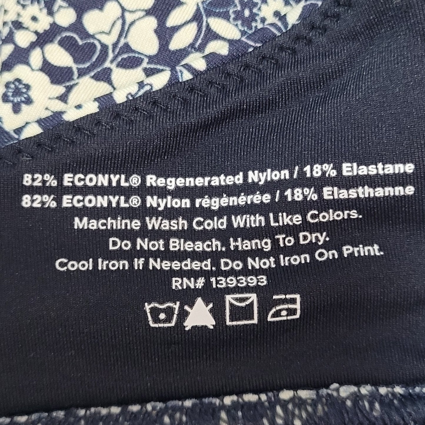 Everlane Blue & Beige Floral ReNew Removable Pads Adjustable Bikini Swimsuit Top