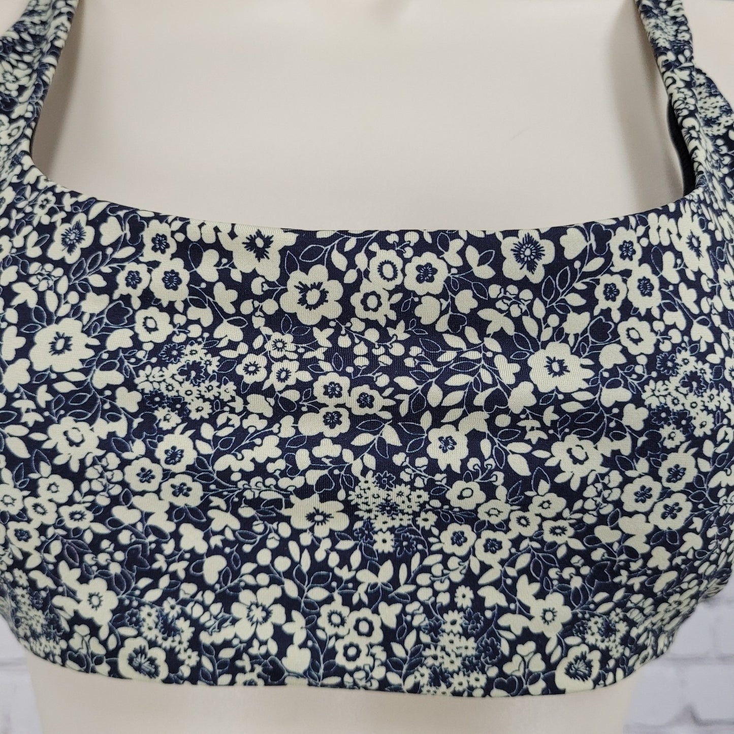 Everlane Blue & Beige Floral ReNew Removable Pads Adjustable Bikini Swimsuit Top