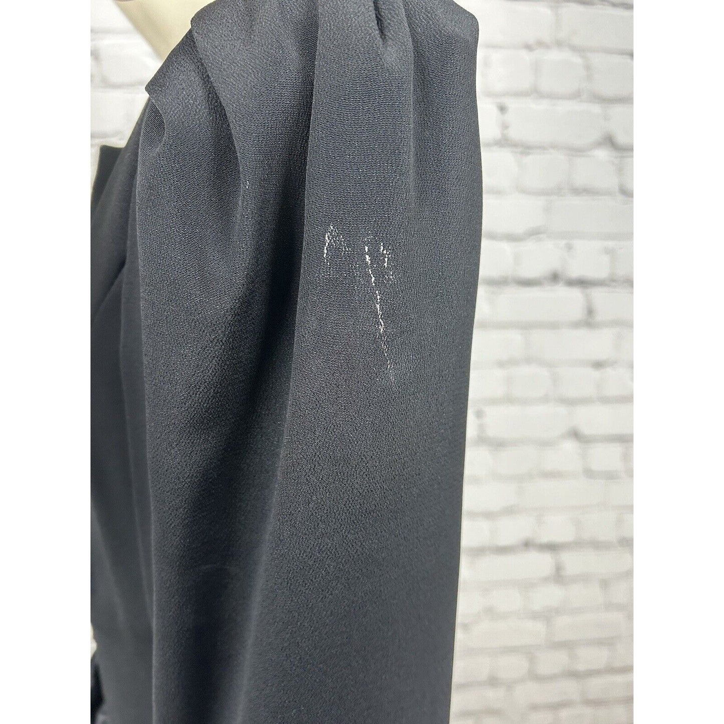 VTG CI New York Paris Black Rhinestone Button Shoulder Pad Long Sleeve Blouse 6