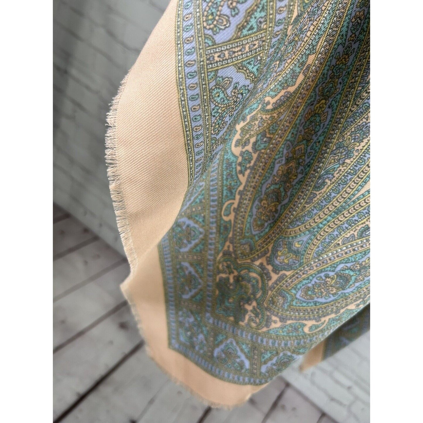 Jim Renoir Peach Purple Green Paisley Square Scarf Signature Pastel 23x23