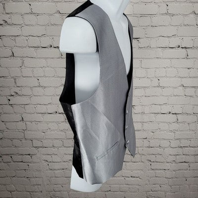 Calvin Klein Grey Silver Buttoned Lined Suit Vest Waistcoat Medium M