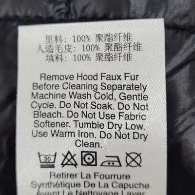 DKNY Red Faux Fur Trim Removable Hood Insulated Full Zip Jacket Medium M
