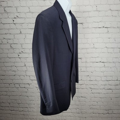 Oleg Cassini Navy 100% Wool 3 Button Ventless Notch Blazer Sport Coat 42L