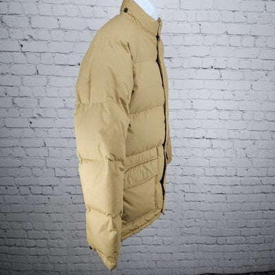 VTG Windbreaker Tan Down Fine Feather Insulated Snap Puffer Jacket M *zipper
