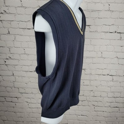 VTG Australian Open Navy Embroidered Logo V Neck Sweatshirt Vest Small S
