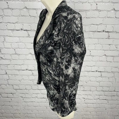 Bellatrix Black Lace Printed Lightweight Stretch Blazer Jacket Small S *buttons
