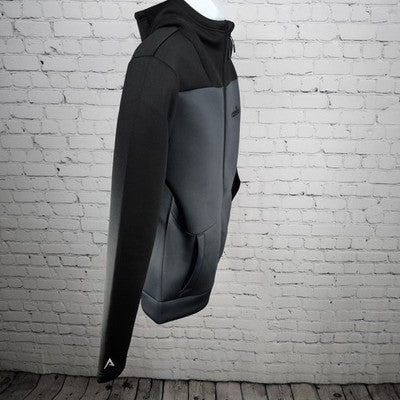 Falconhead Antigua Grey Black Activewear Stretch Full Zip Hooded Jacket Large L