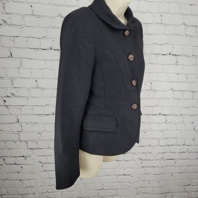 J.CREW Black Wool Blend Brown Buttoned Lined Collared Pockets Jacket 2