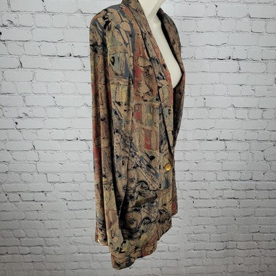 VTG Ken Sington Abstract Print Lightweight Jacket USA Made Size Large L