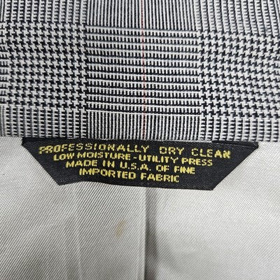 VTG Barrister Black White Glen Check 2 Button Notch Blazer Sport Coat USA 42