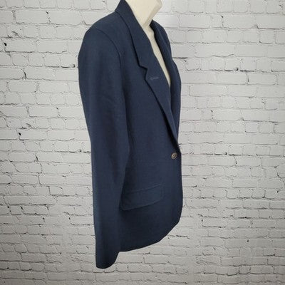 VTG Liz Sport Claiborne Navy Wool Button Notch Lined Blazer Suit Jacket Size 6P
