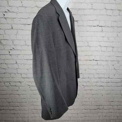 Stafford Grey Worsted Wool Blend 2 Button Notch Blazer Sport Coat Size 48R