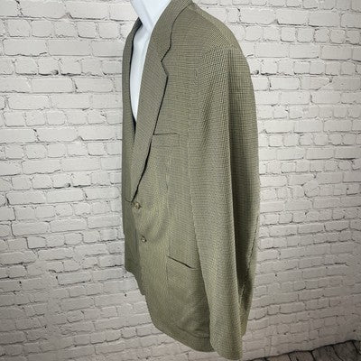 VTG Just Men’s Yellow & Blue Houndstooth 2 Button Blazer Sport Coat Size 44L