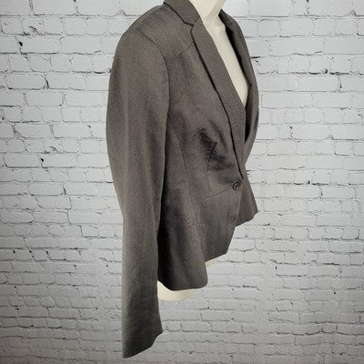 NWT Worthington Brown Herringbone Buttoned Stretch Notch Suit Jacket Size 14