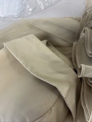 Mori Lee Cream Chiffon Satin Accents Strapless A Line Bridesmaid Short Dress 7/8