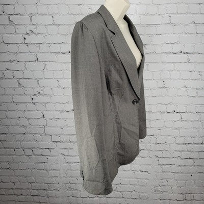 Tahari Grey One Button Puff Sleeve Stretch Notch Blazer Suit Jacket 18