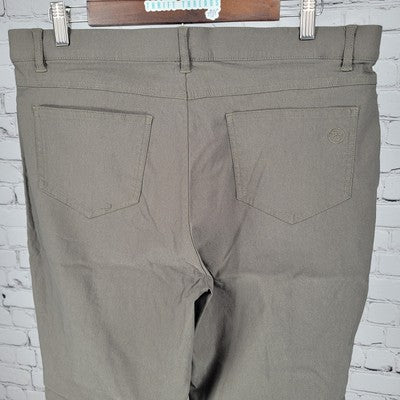 Ur Rebel Green Grey High Rise Lightweight Stretch Straight Pants Size 16 (34x31)