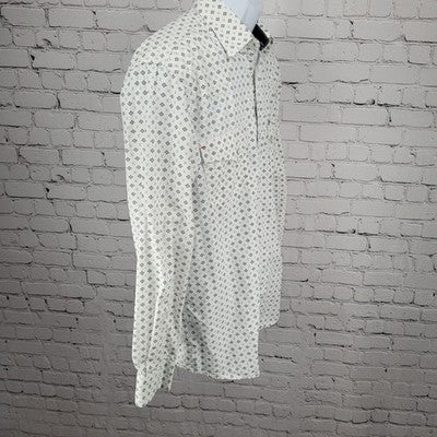 Rafter C White Black Cowboy Collection Pearl Snap Long Sleeve Shirt Medium M