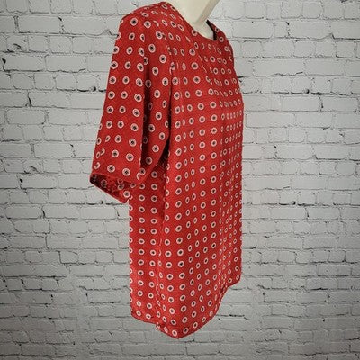 VTG Jos A Bank Clothiers Red Satin Geometric Shoulder Pads Short Sleeve Top 10