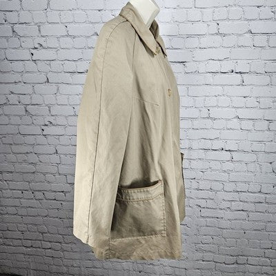 VTG Rain Or Shine Tan Removable Faux Fur Lining Buttoned Trench Coat USA Small S