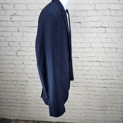 YFFUSHI Navy 1 Button Double Vented Notch Blazer Sport Coat Large L