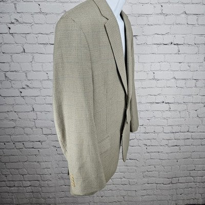 Michael Kors Beige Houndstooth 2 Button Vented Notch Blazer Sport Coat 42R