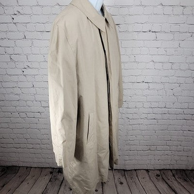 VTG Ballymoor Beige Buttoned Faux Fur Removable Liner Trench Coat Size 44R