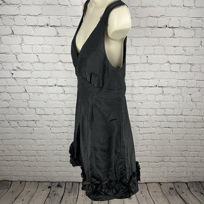 Night Way Collection Black Sleeveless Pleated Ruffle A-Line Formal Dress Size 12