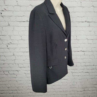 VTG Signature Larry Levine Black 3 Button Blazer Peak Formal Suit Jacket USA 10
