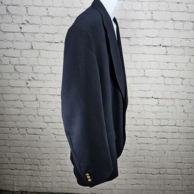 Stafford Navy Worsted Wool Blend 2 Button Vented Notch Blazer Sport Coat 50R