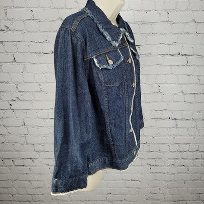 Customized Homemade Denim Girl ATX Blue Embellished Jean Boho Denim Jacket M