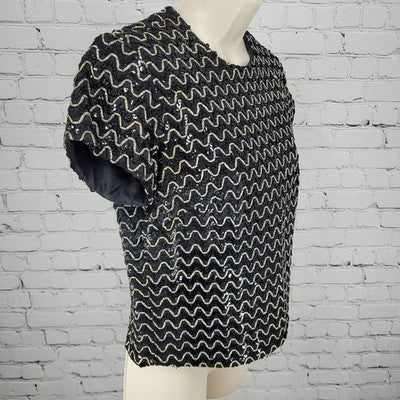 VTG Gloria Swanson Puritan Forever Young Fashion Black Sequin Top Size Small S