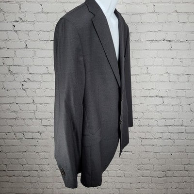 Massimo Dutti Black Super 130's Wool Pinstriped Notch Blazer Sport Coat Size 46