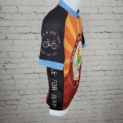 STRGAO Cycling Beer & Bike Tour Ride The City Full Zip Bike Jersey Size Large L