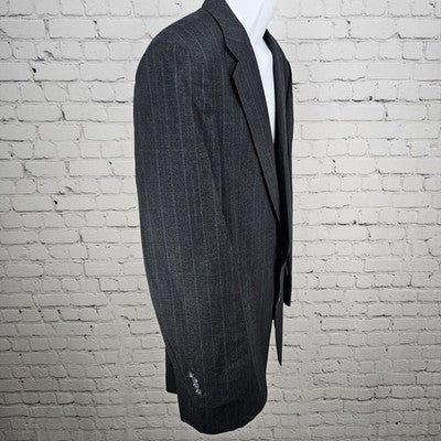 Austin Reed Navy 100% Wool Pinstriped 2 Button Notch Blazer Sport Coat USA 41L