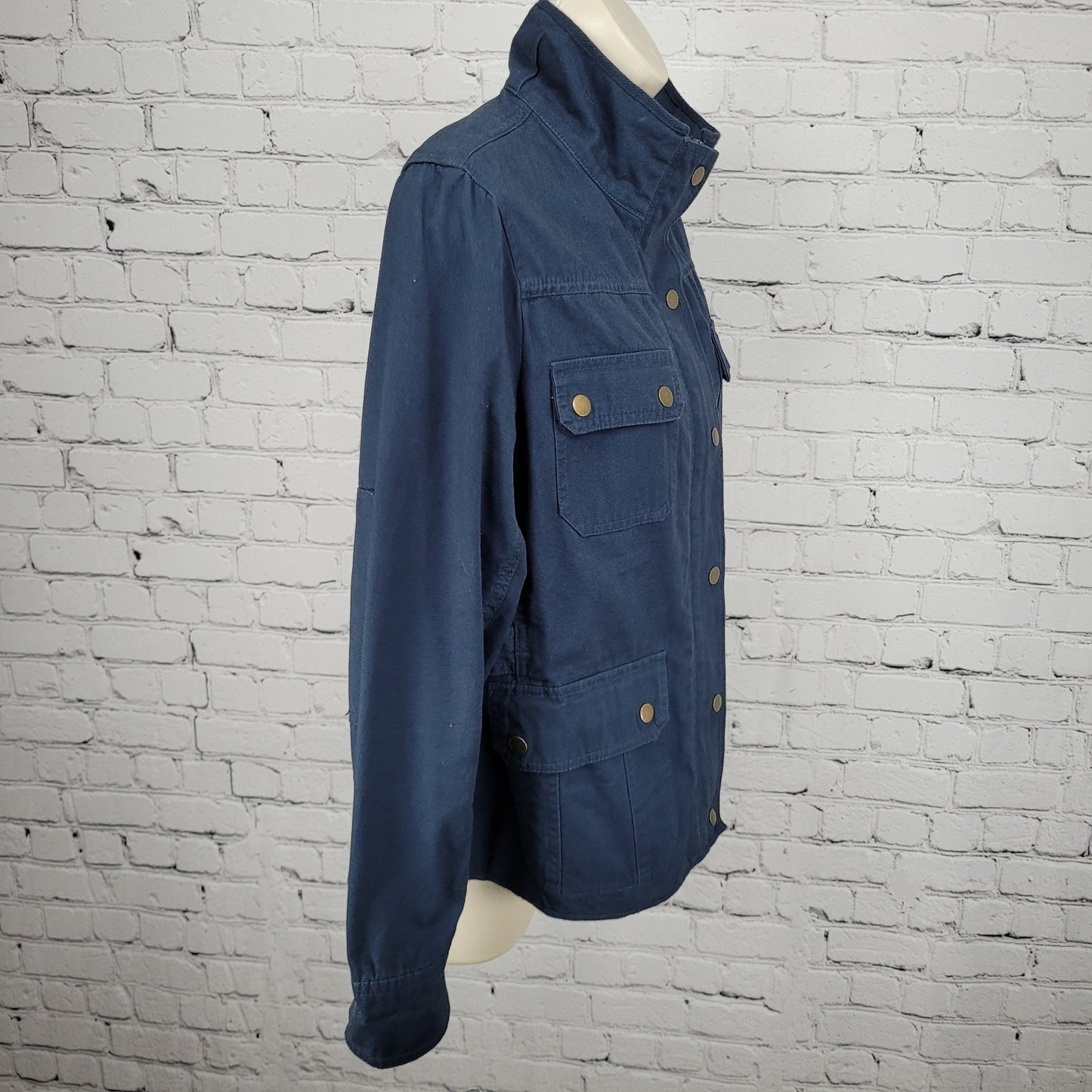 KUT From The Kloth Navy Canvas Zip Unlined Military Utility Jacket Medium M