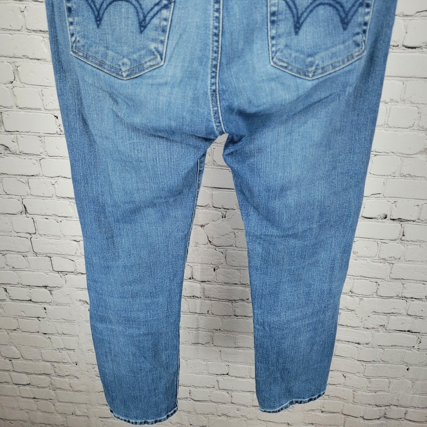 Edwin Blue Denim Elin Crop Straight Mid Rise Jeans USA Made Size 27 (27x25.5)