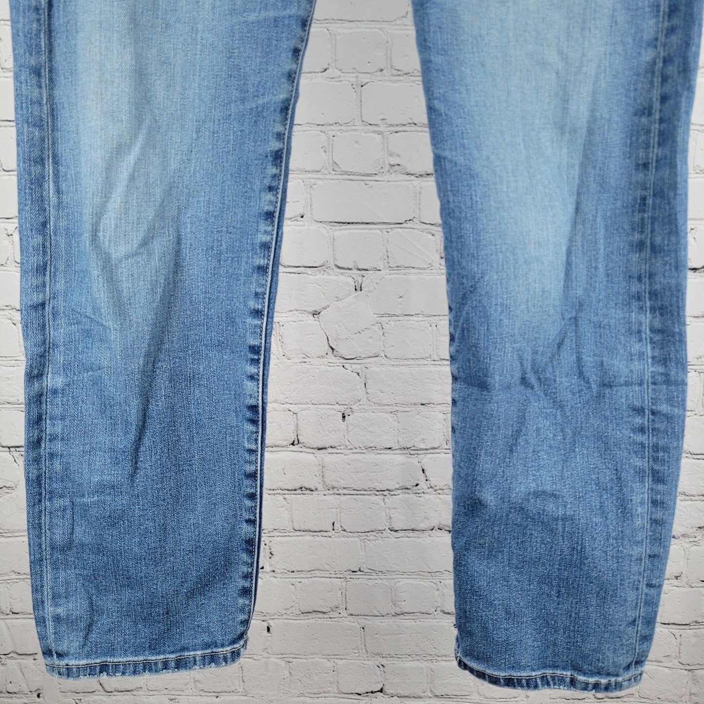 Edwin Blue Denim Elin Crop Straight Mid Rise Jeans USA Made Size 27 (27x25.5)