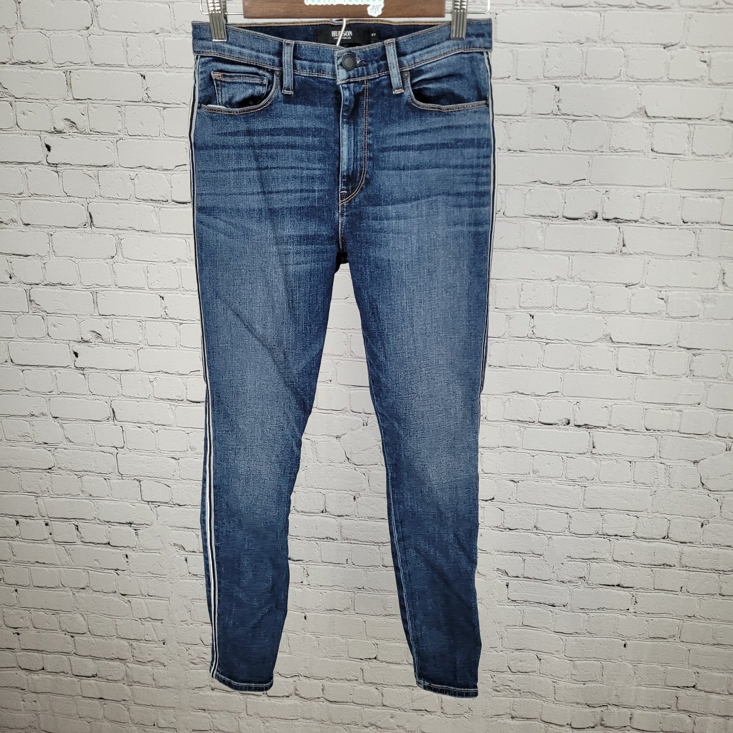 Hudson LA Blue Denim Barbara Super Skinny Mid Rise Stretch Jeans Size 27 (27x27)