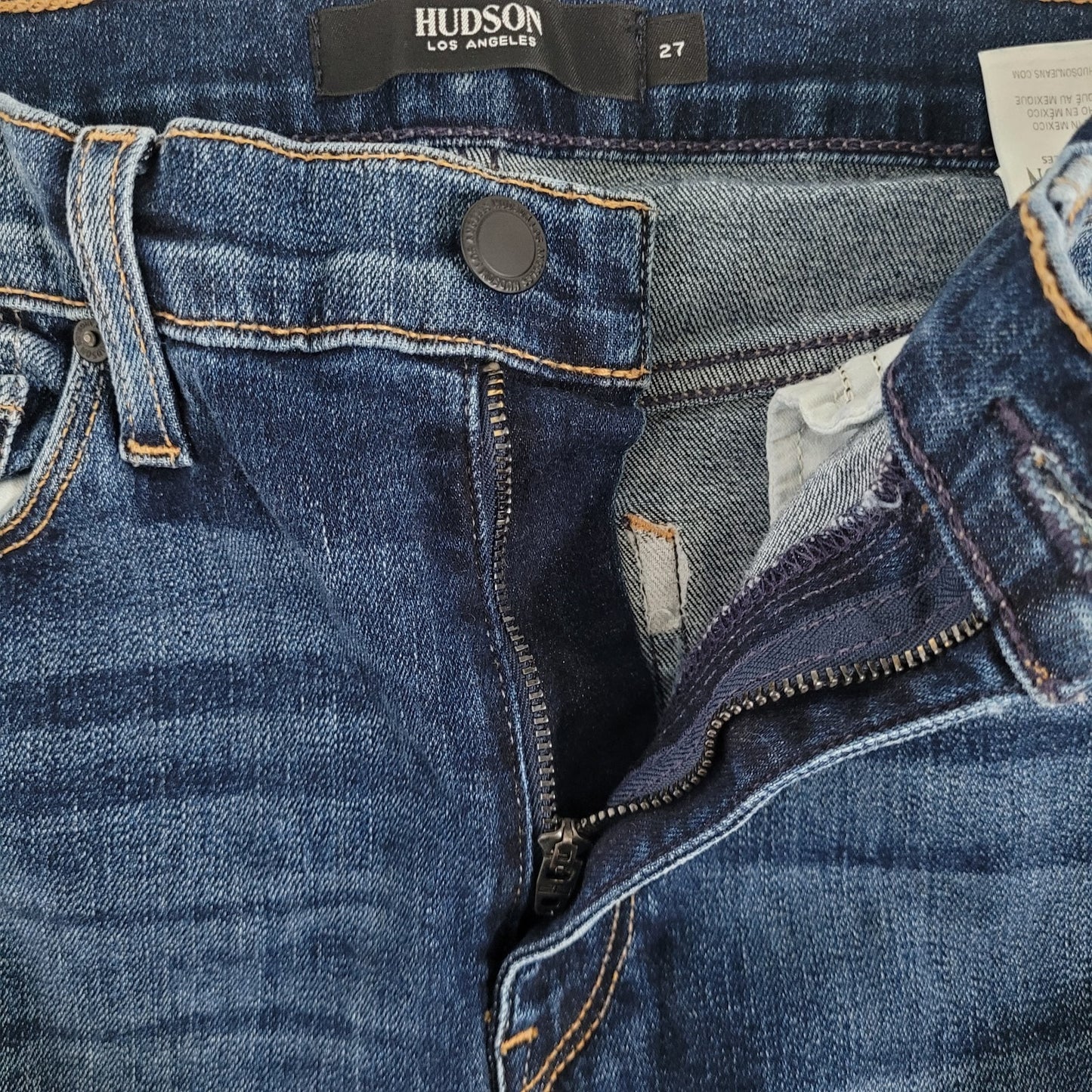 Hudson LA Blue Denim Barbara Super Skinny Mid Rise Stretch Jeans Size 27 (27x27)