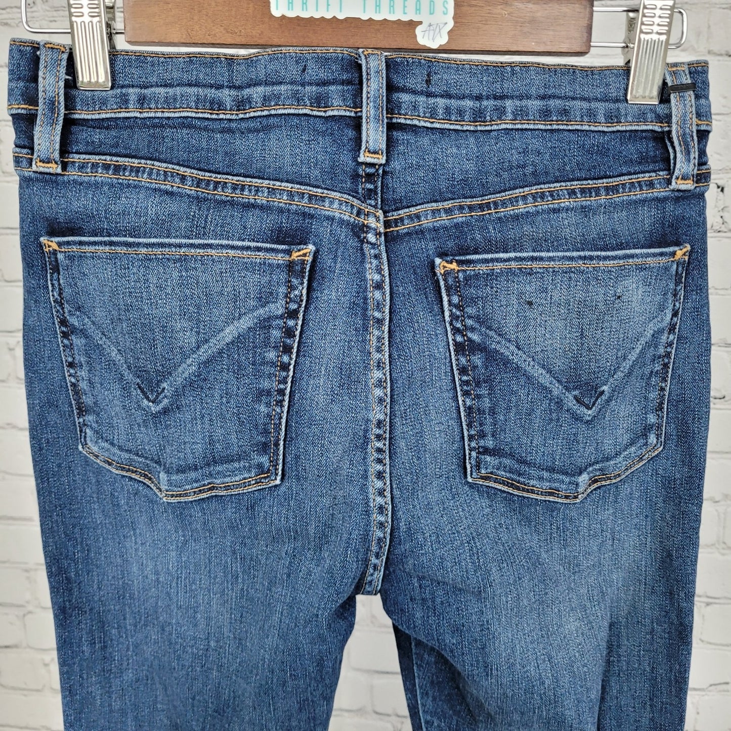 Hudson LA Blue Denim Barbara Super Skinny Mid Rise Stretch Jeans Size 27 (27x27)
